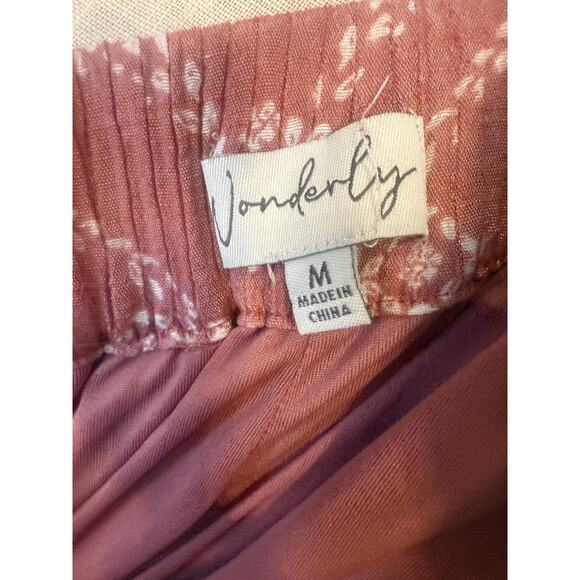 Wonderly Pants Womens Medium Red Wide Leg Boho Lined Lightweight Pocket Casual - Picture 7 of 7